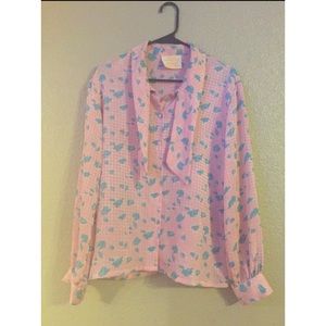 Vintage 70s-80s Women's Pink Pendelton Blouse